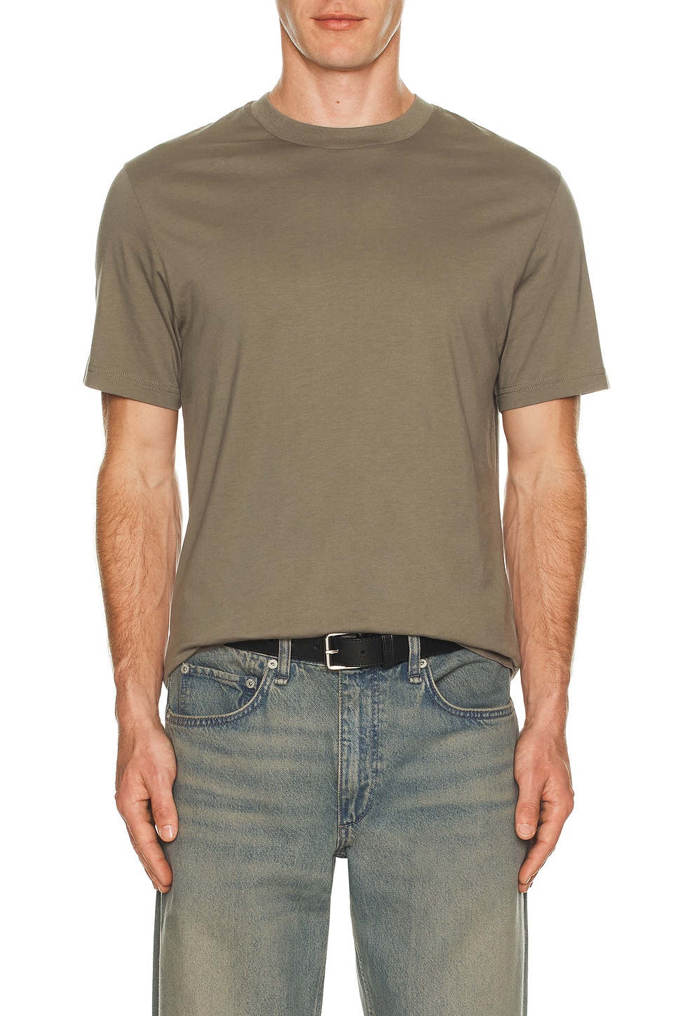 Image 1 of FRAME Short Sleeve Light Cotton Tee in Smokey Green