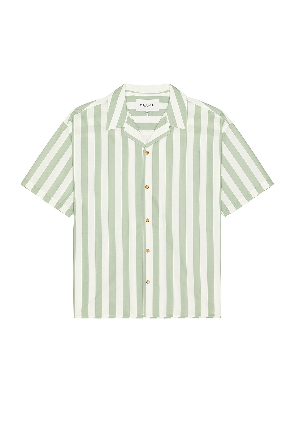 Image 1 of FRAME Short Sleeve Stripe Shirt in Desert Sage