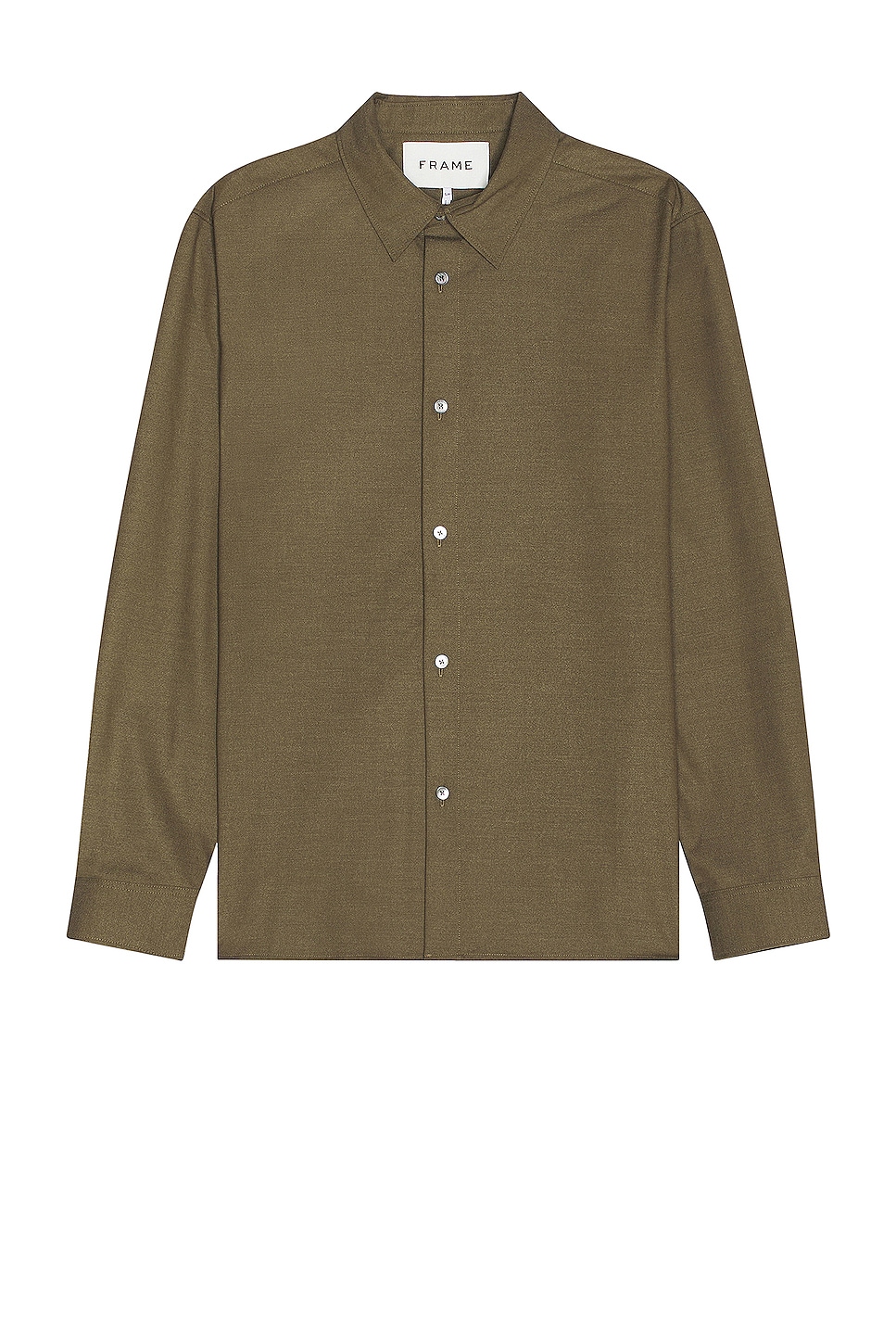 Image 1 of FRAME Brushed Flannel Shirt in Dark Olive