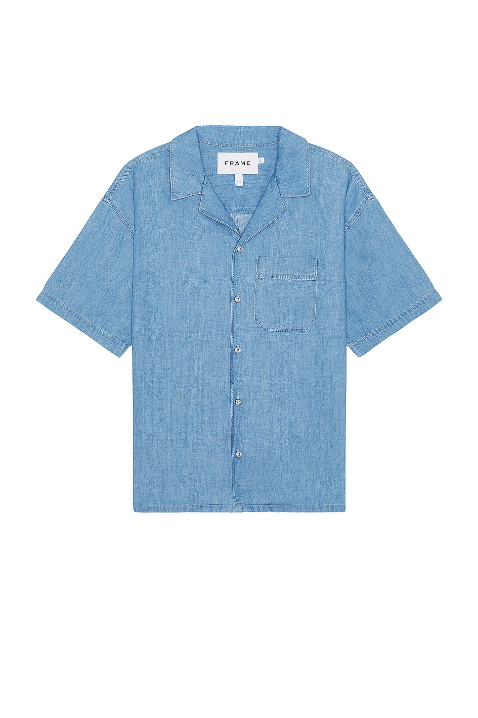 Image 1 of FRAME Chambray Camp Collar Shirt in Midland