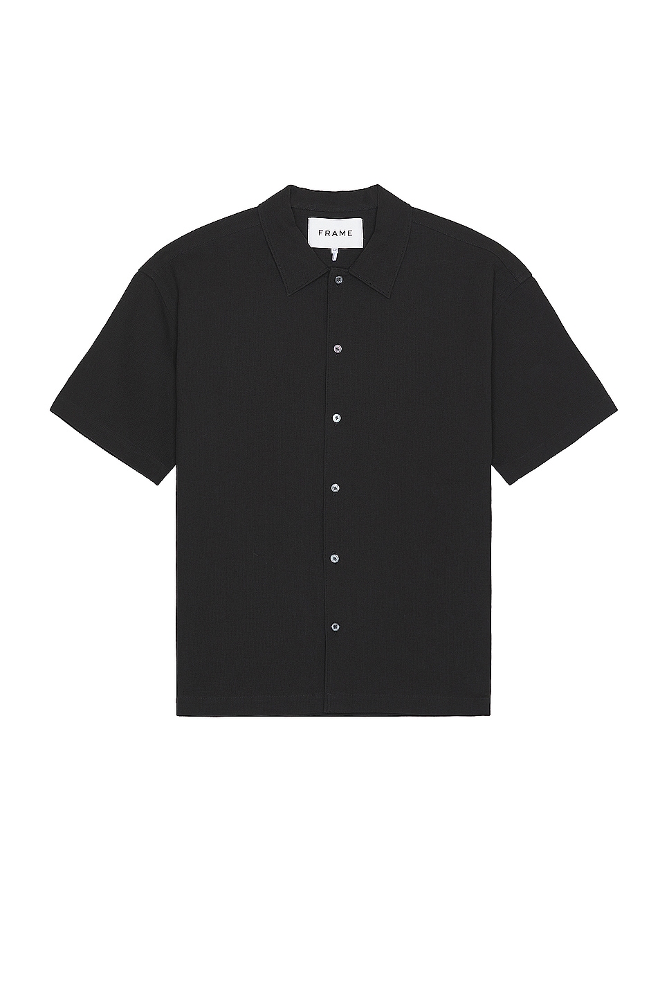 Image 1 of FRAME Waffle Textured Shirt in Black