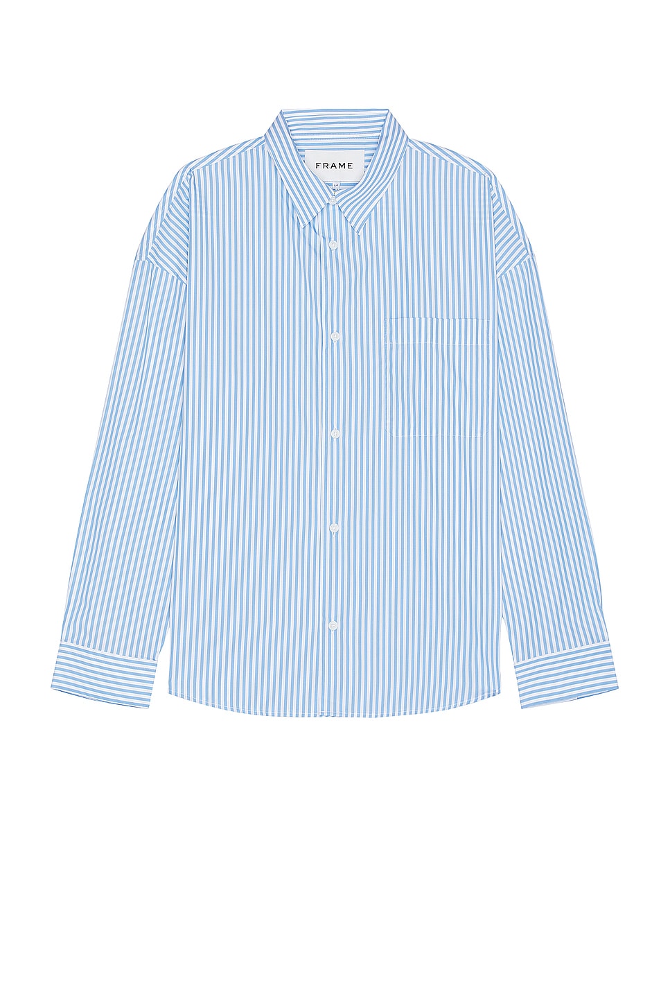 Image 1 of FRAME Relaxed Cotton Shirt in Blue Stripe