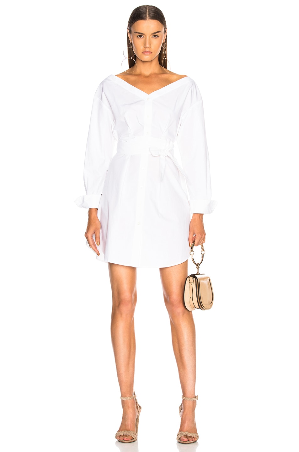 Image 1 of FRAME Belted Dress in Blanc