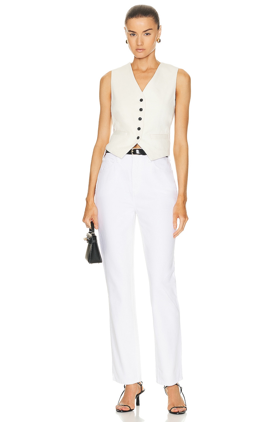 Image 4 of FRAME Le High & Tight Straight in Rumpled Blanc