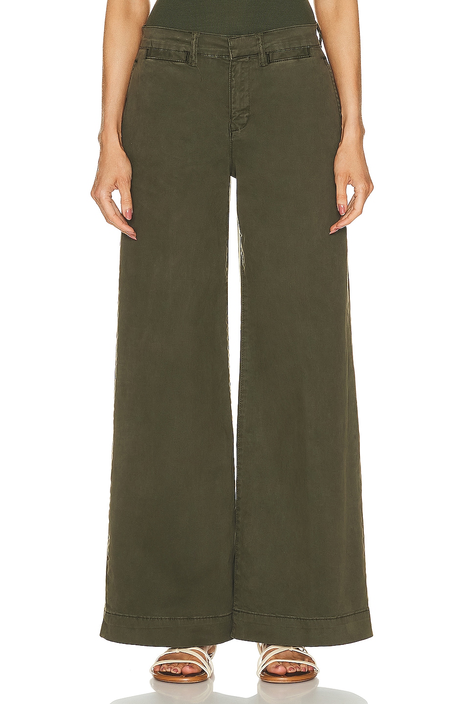 Image 1 of FRAME Wide Leg Tomboy Trouser in Washed Fatigue