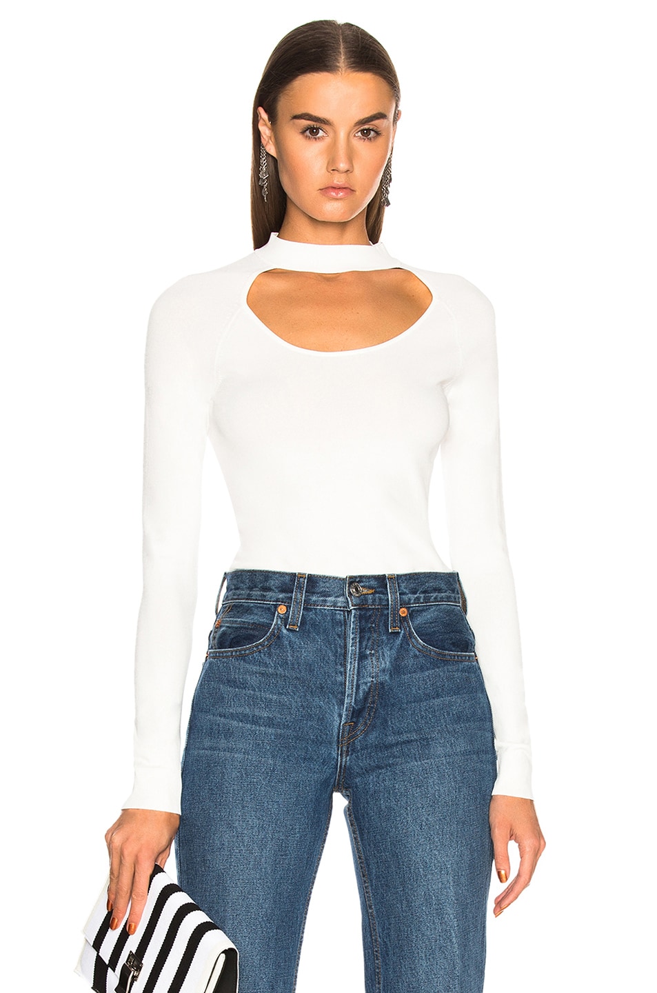 Image 1 of FRAME Cutout Sweater in Off White