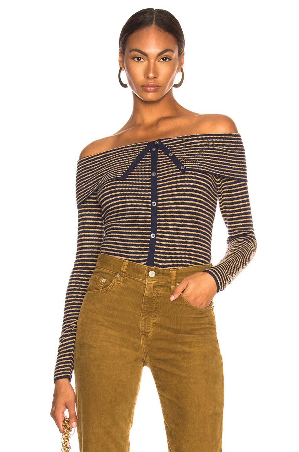 Image 1 of FRAME Fold Up Cardigan Top in Fall Navy Multi
