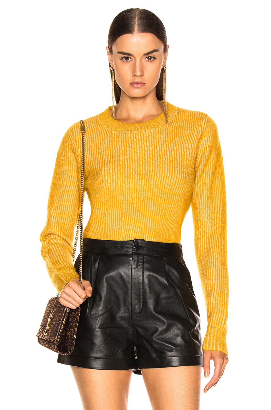 Image 1 of FRAME Mohair Crew Sweater in Mustard Multi