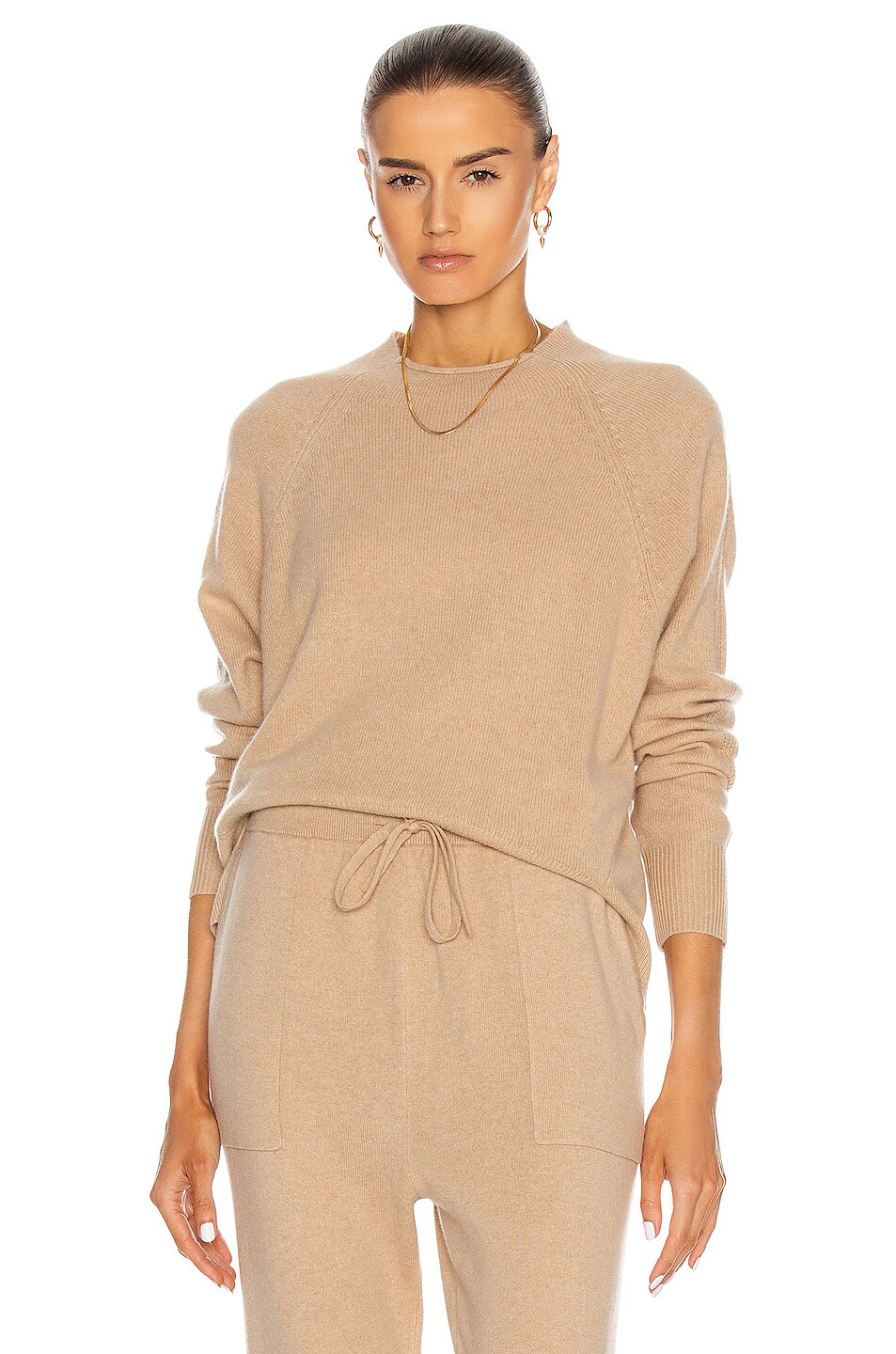 Image 1 of FRAME Lounge Crew Knit in Caramel Heather