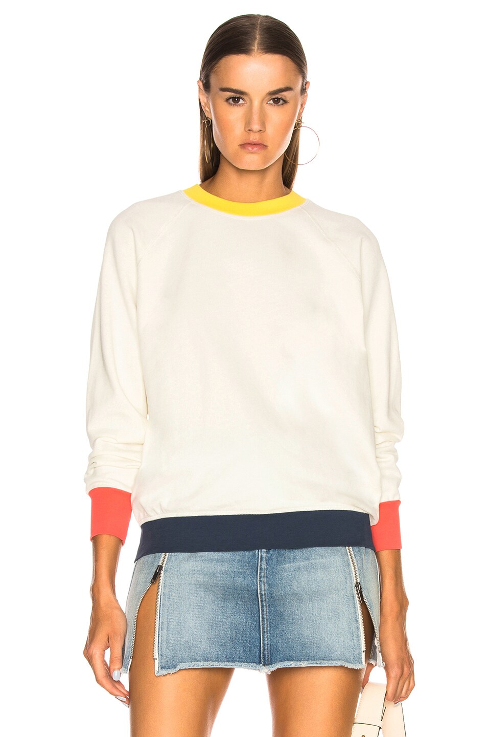 Image 1 of FRAME Colorblock Sweatshirt in Off White Multi
