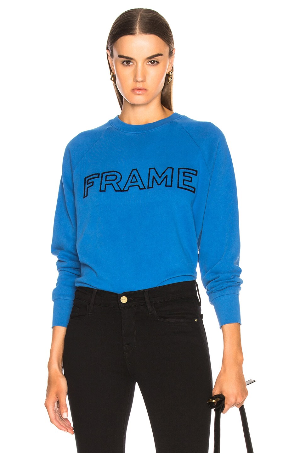 Image 1 of FRAME Logo Sweatshirt in Faded Coastal Blue