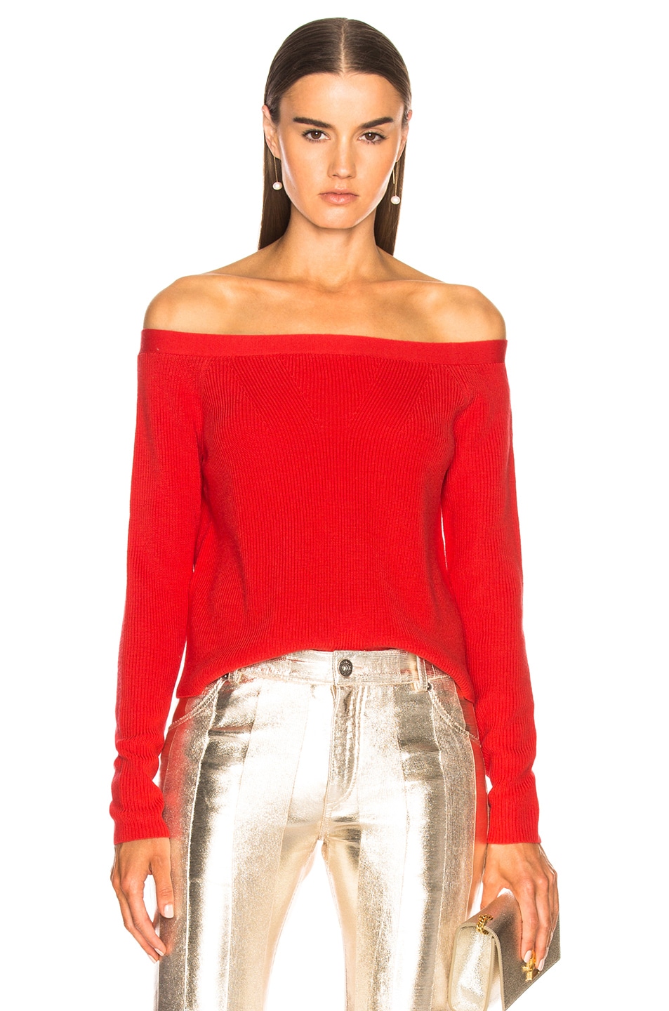 Image 1 of FRAME Crop Sweater in Summer Red