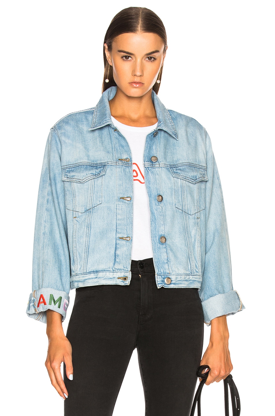 Image 1 of FRAME Embroidered Cuffed Jacket in Rydell Ave