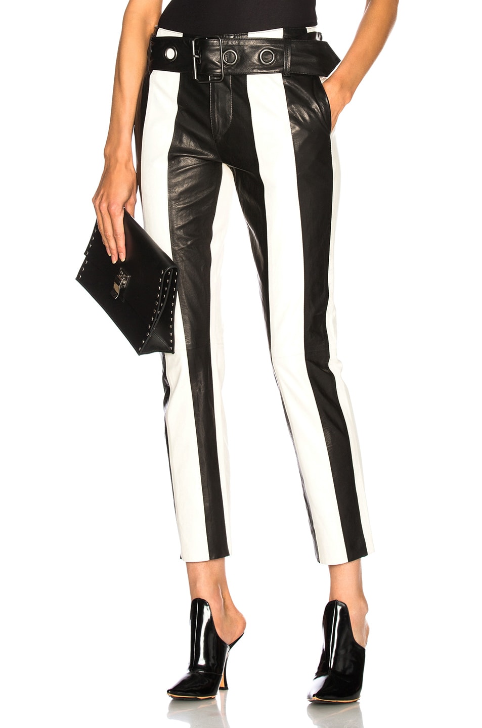 Image 1 of FRAME Paneled Leather Pant in Noir Multi