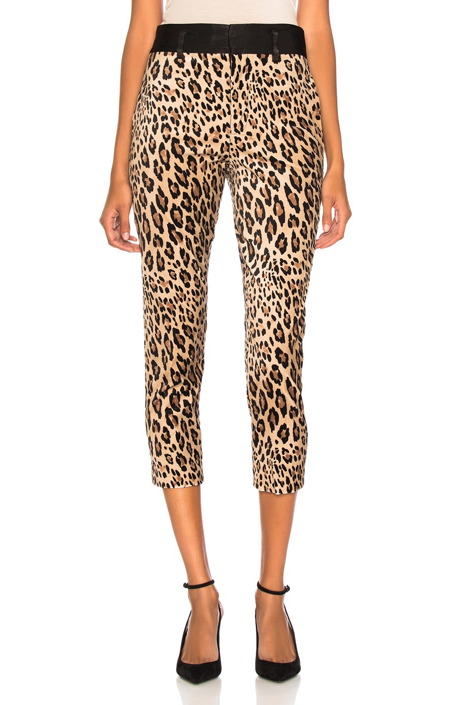 FRAME Cheetah Tux Pant in Camel Multi | FWRD