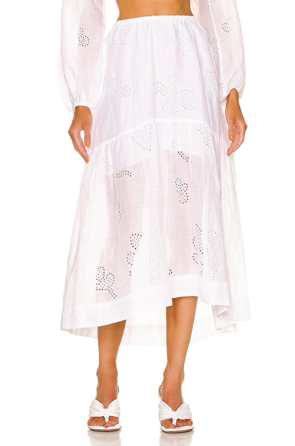 Image 1 of FRAME Eyelet Maxi Skirt in Blanc