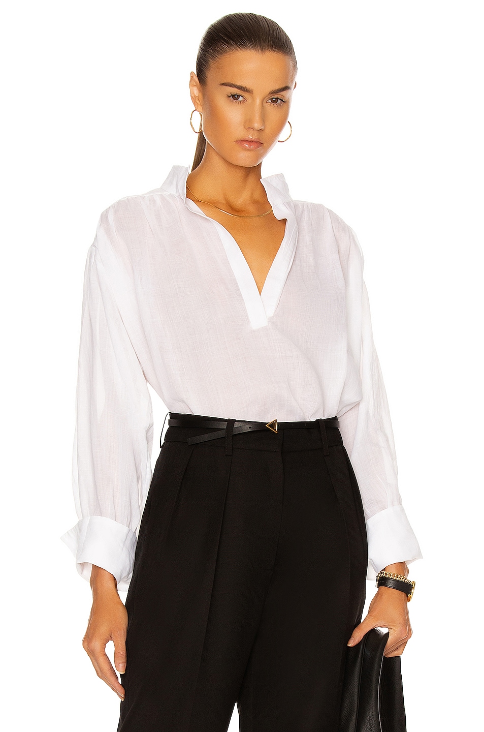 Image 1 of FRAME Emma Pullover Top in Blanc