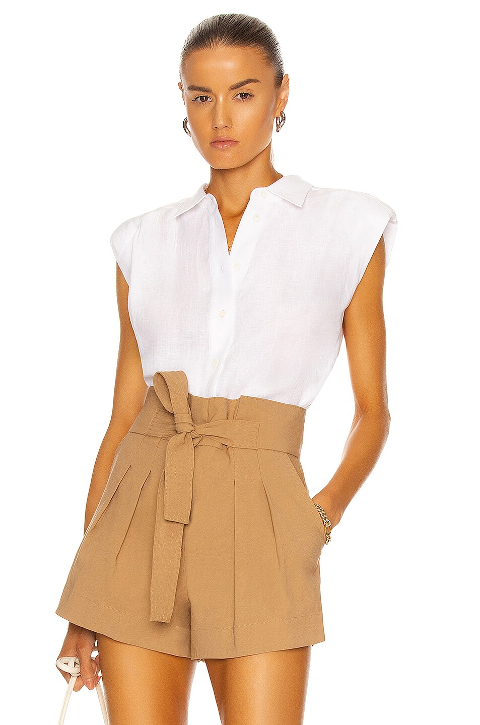 Image 1 of FRAME Cassandra Button Down Top in Blanc