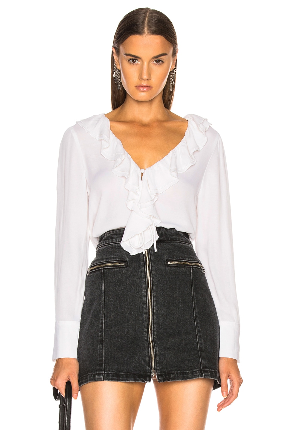 Image 1 of FRAME Ruffle Up Top in Blanc