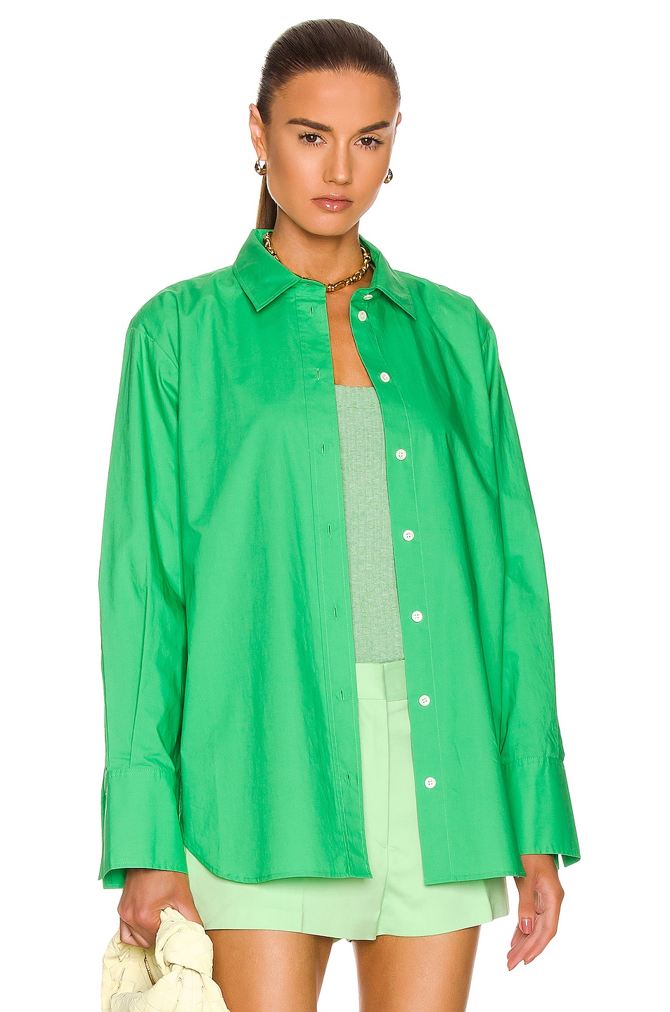 Image 1 of FRAME The Oversized Shirt in Grass Green