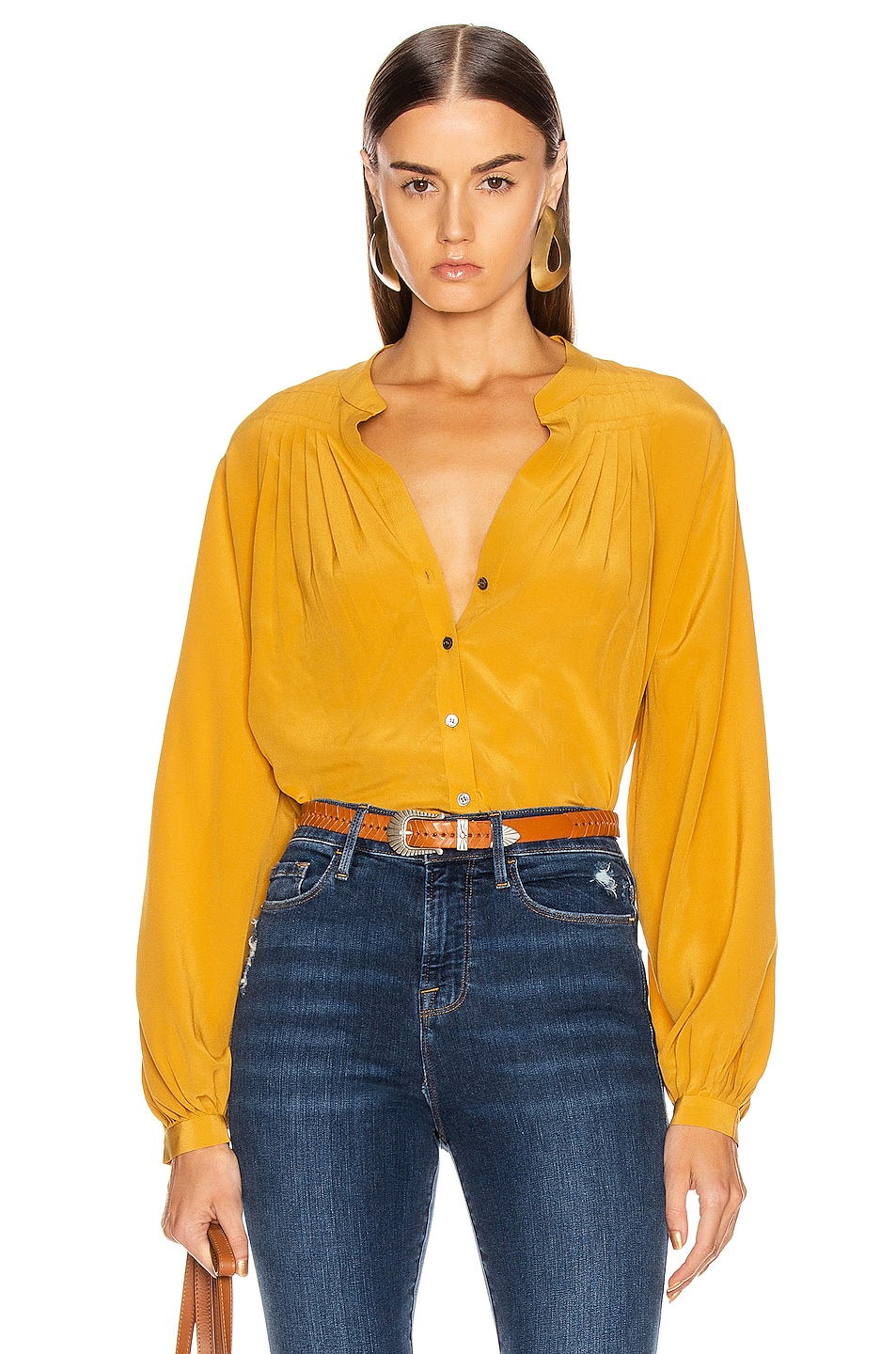 Image 1 of FRAME Pleated Blouse in Marigold