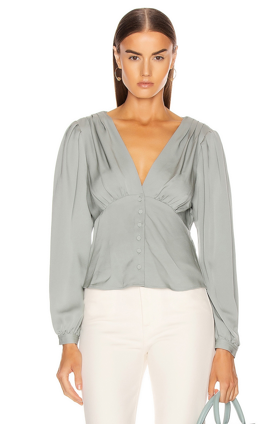 Image 1 of FRAME Empire Pleat Top in Sage