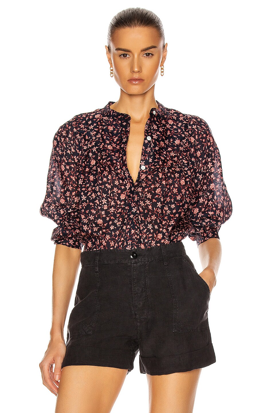 Image 1 of FRAME Anita Button Down Top in Navy Multi