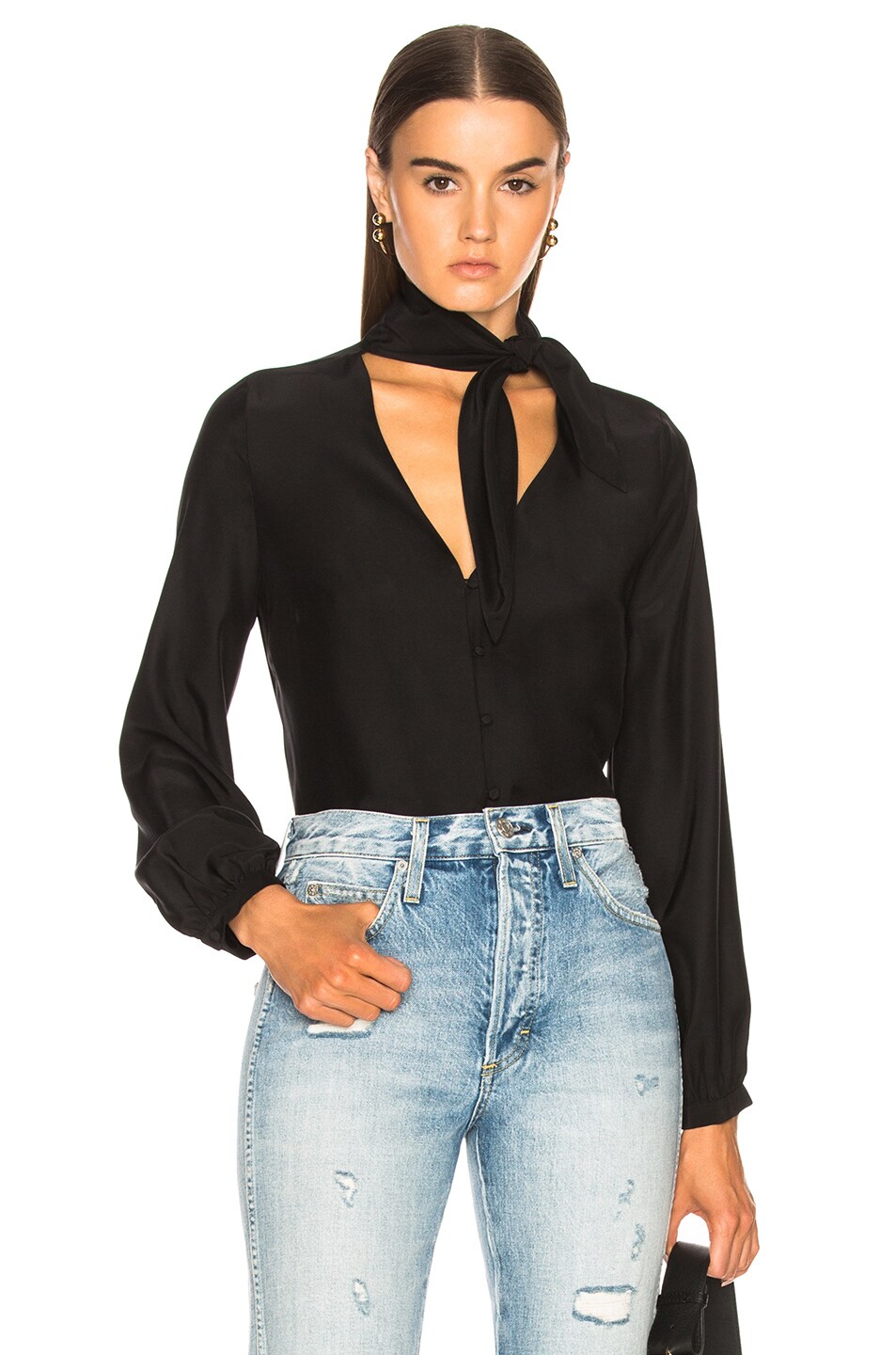 Image 1 of FRAME Open Scarf Top in Noir