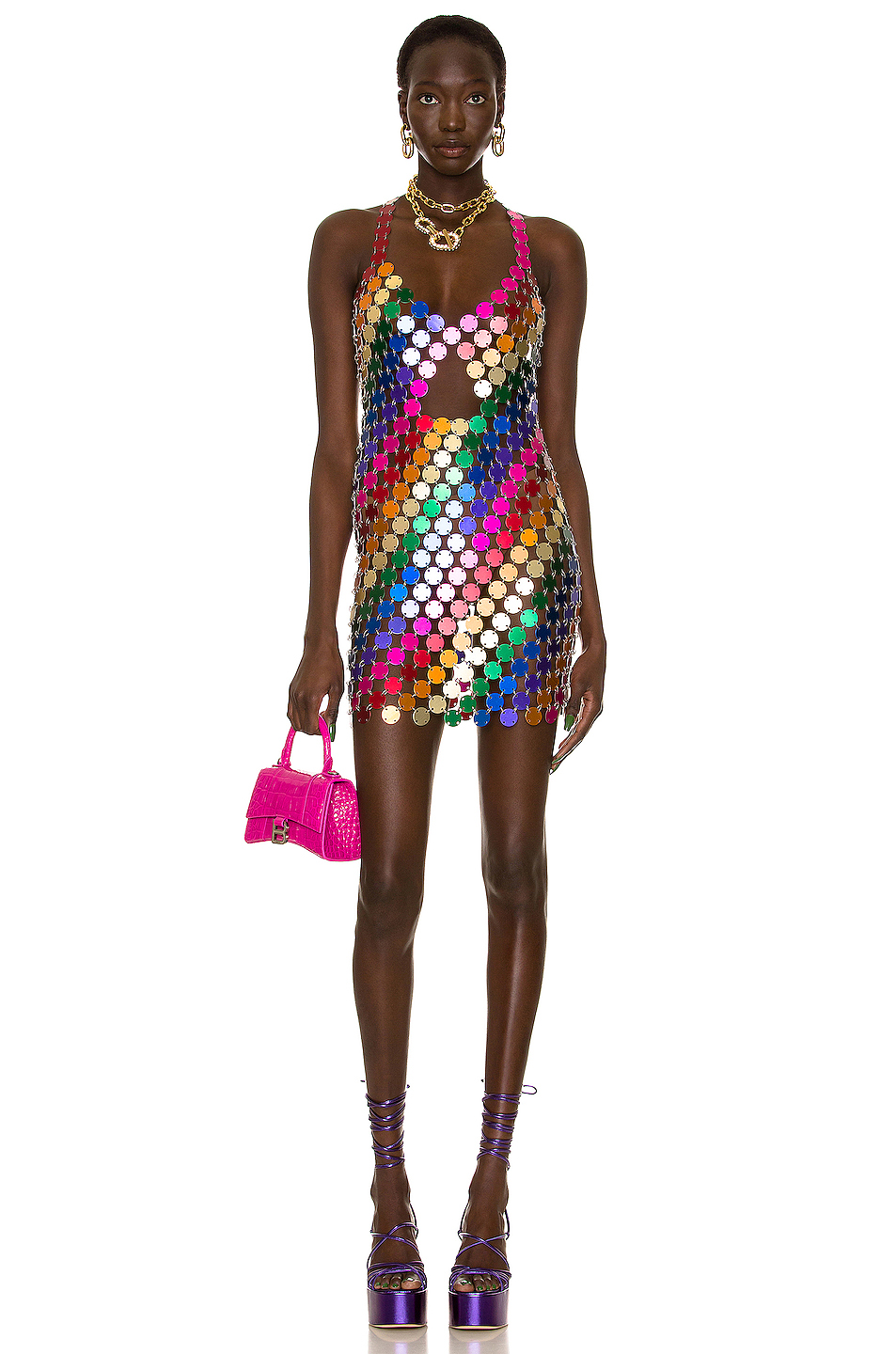 FANNIE SCHIAVONI Cara Mini Dress in Rainbow | FWRD