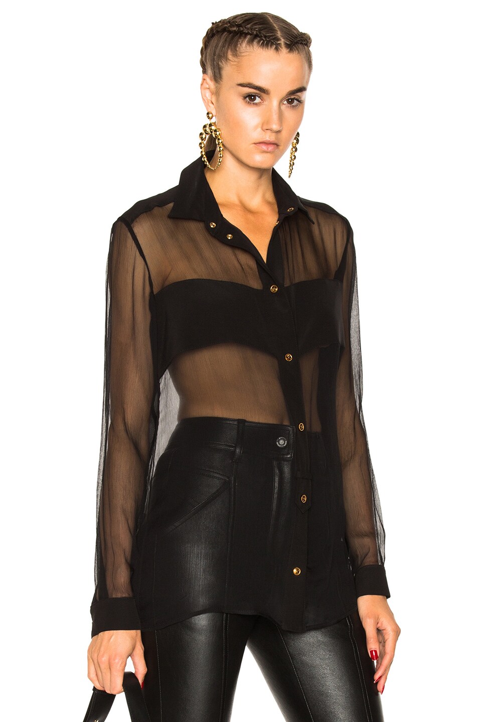 Image 1 of Fausto Puglisi Top with Silk Stripe in Black