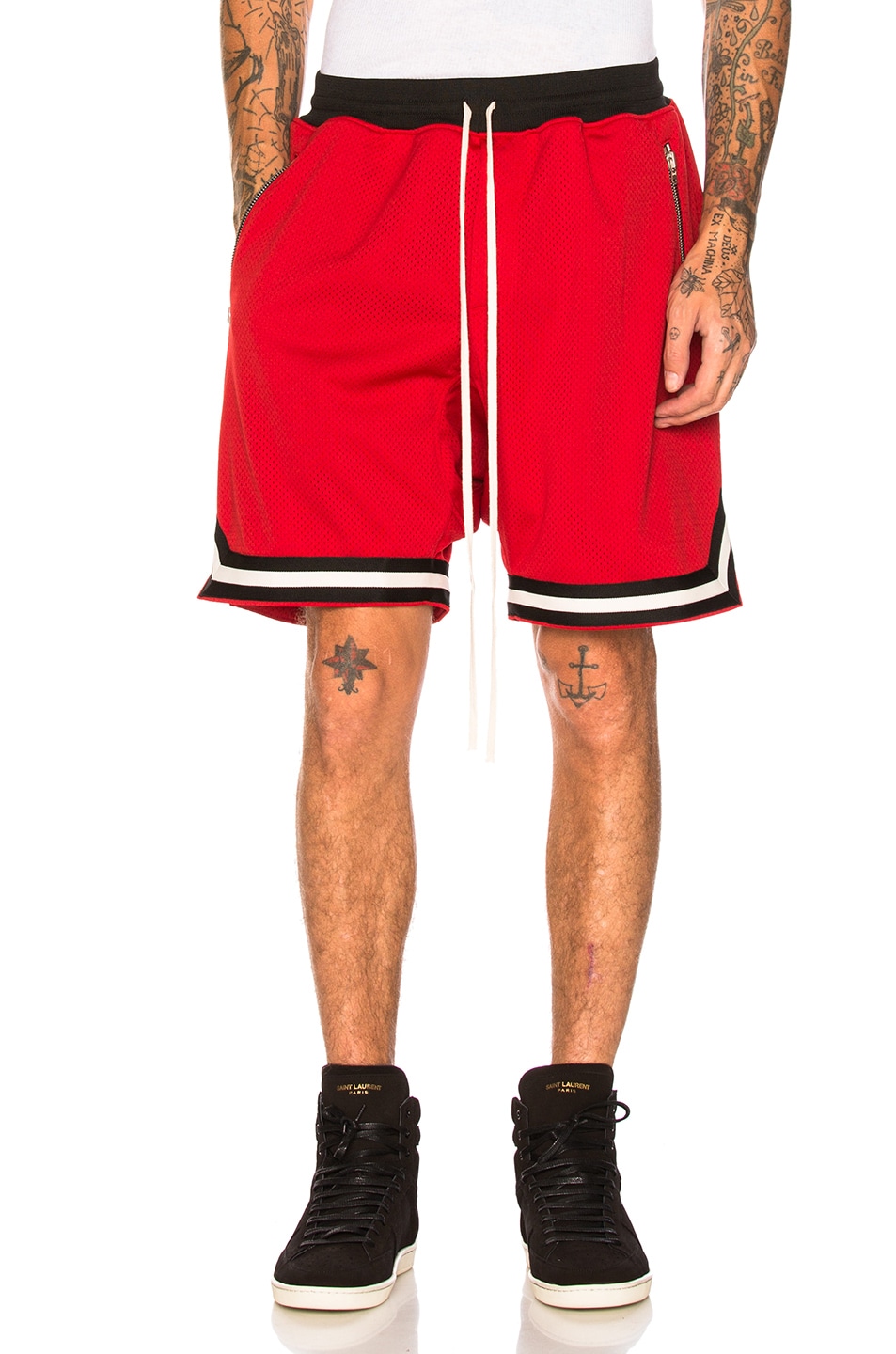 Image 1 of Fear of God Mesh Drop Crotch Shorts in Red