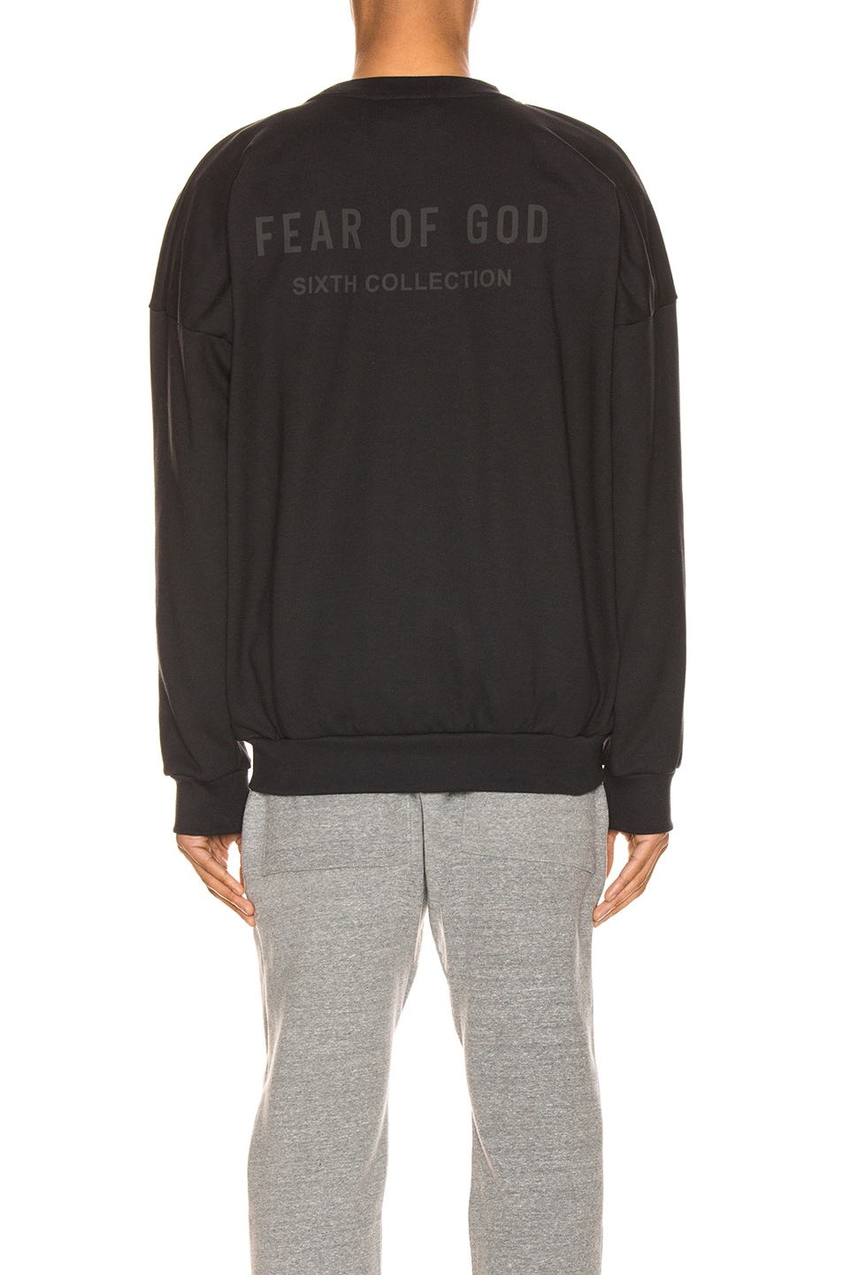 Image 1 of Fear of God Crewneck Back Logo Sweatshirt in Black & Black