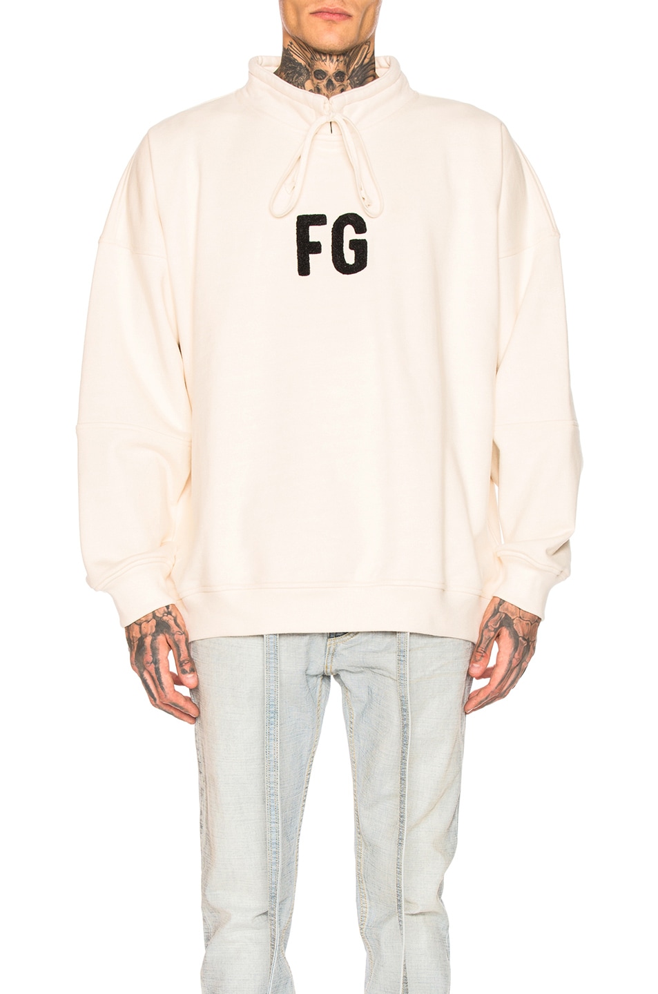 Image 1 of Fear of God Mock Neck 'FG' Pullover in Cream