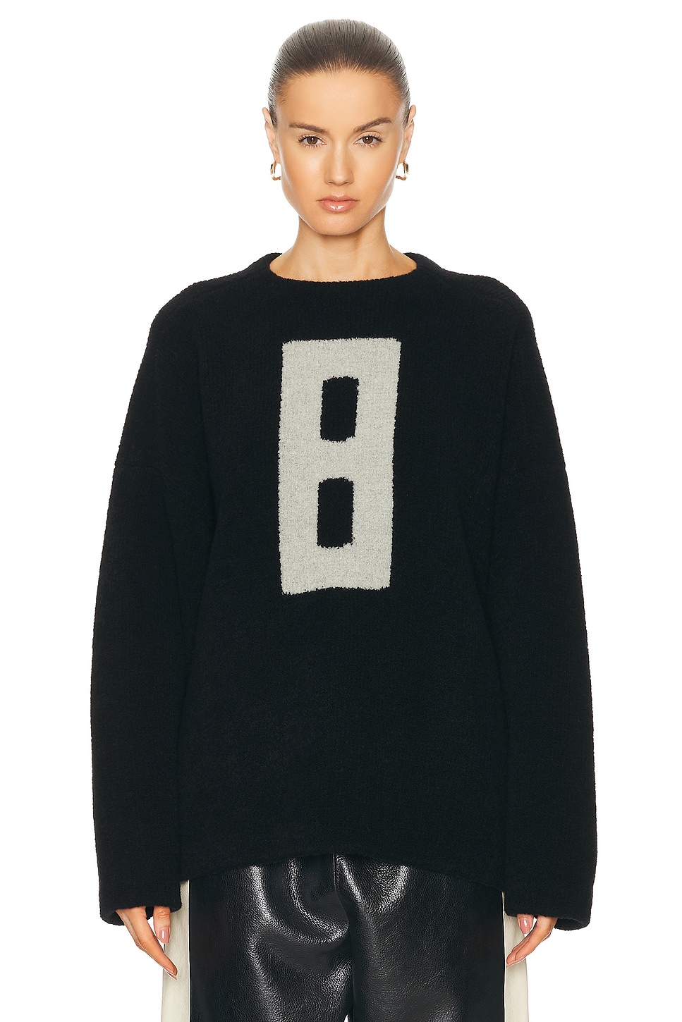 Image 1 of Fear of God Boucle Straight Neck Relaxed Sweater in Black
