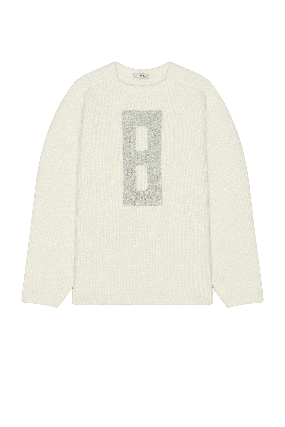 Boucle Straight Neck Relaxed Sweater in Cream