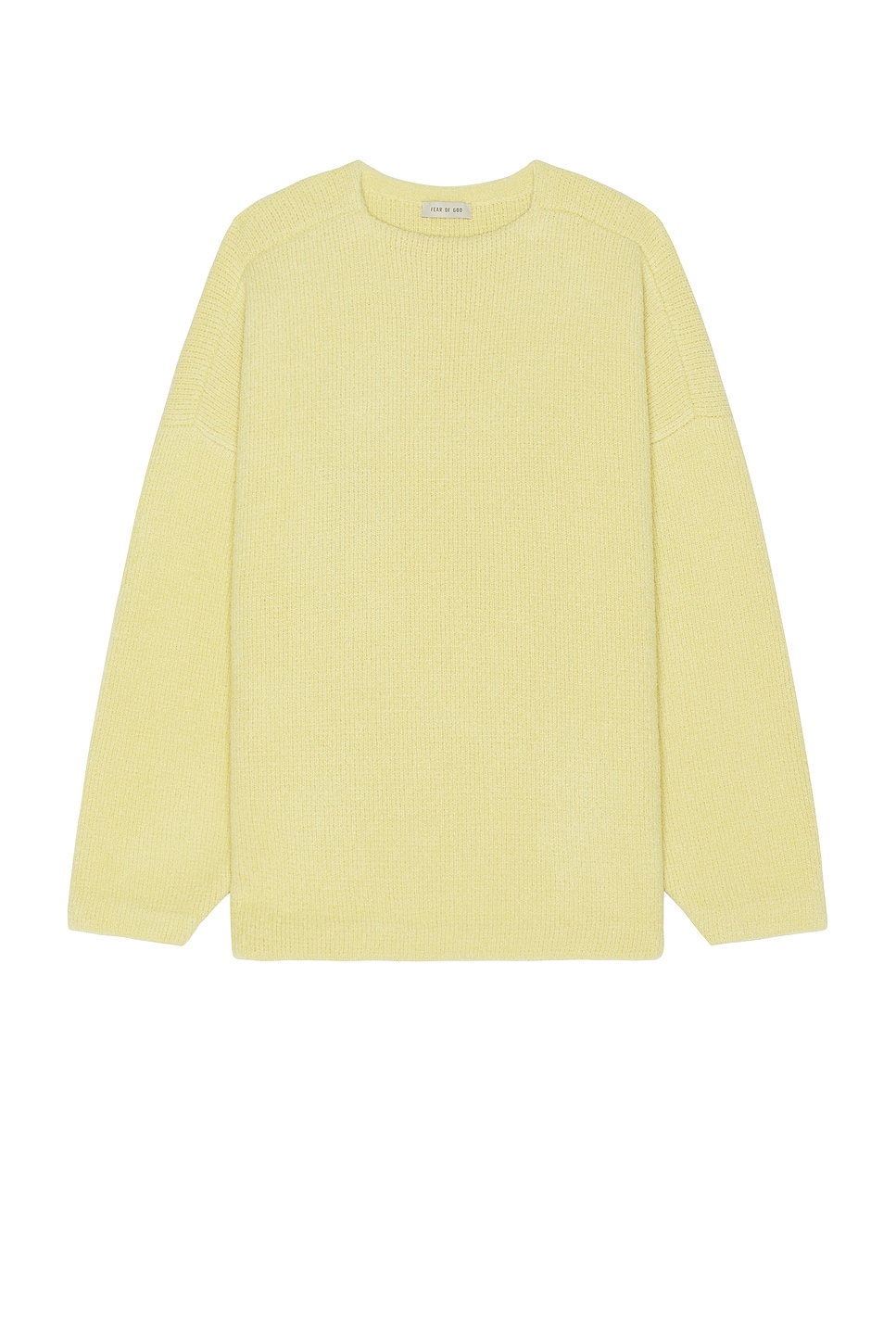 Image 1 of Fear of God Virgin Wool Boucle Straight Neck Relaxed Sweater in Lemon Cream