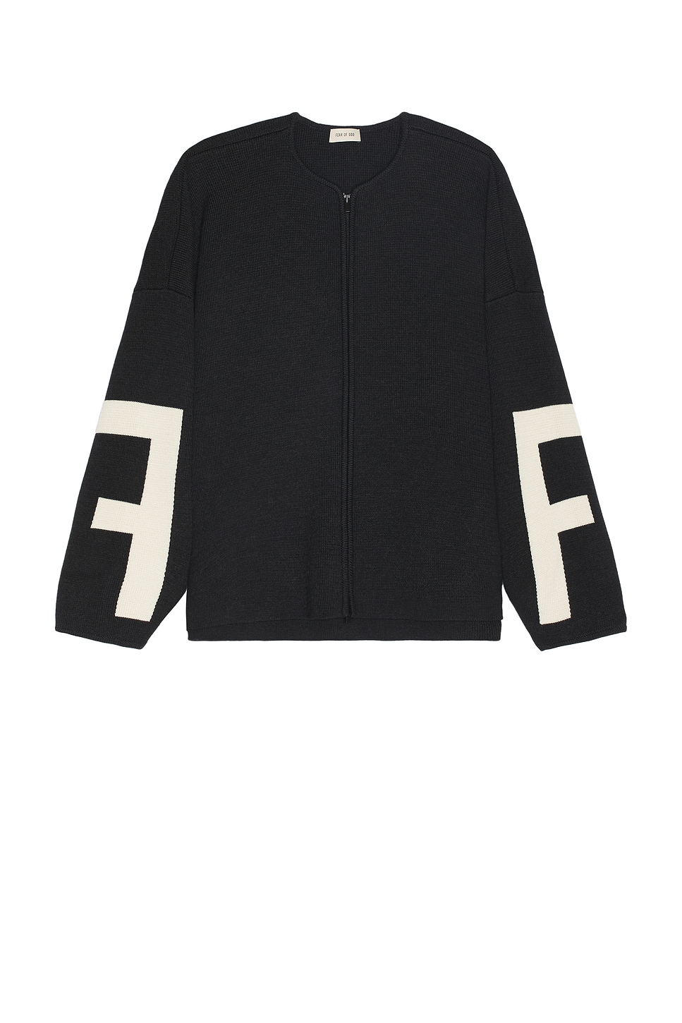 Shop Fear Of God Merino Wool Full Zip Sweater In Melange Black