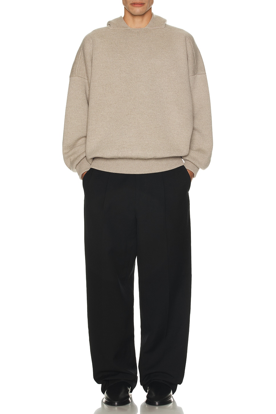 Image 1 of Fear of God Merino Wool Boucle Knit Hoodie in Beige