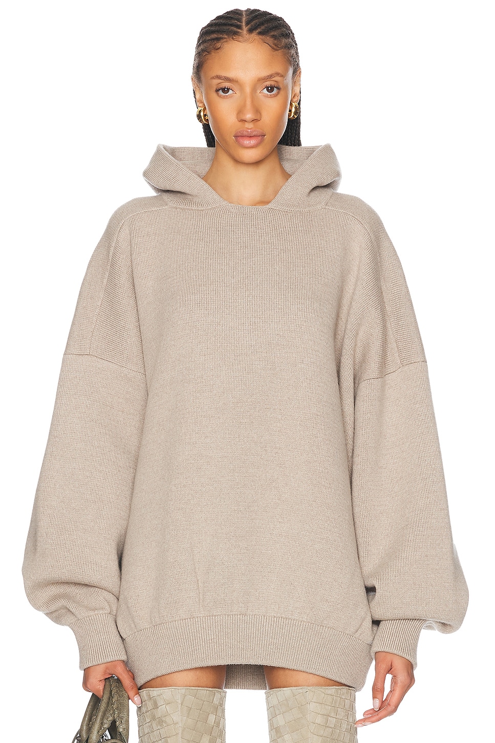 Image 1 of Fear of God Merino Wool Boucle Knit Hoodie in Beige