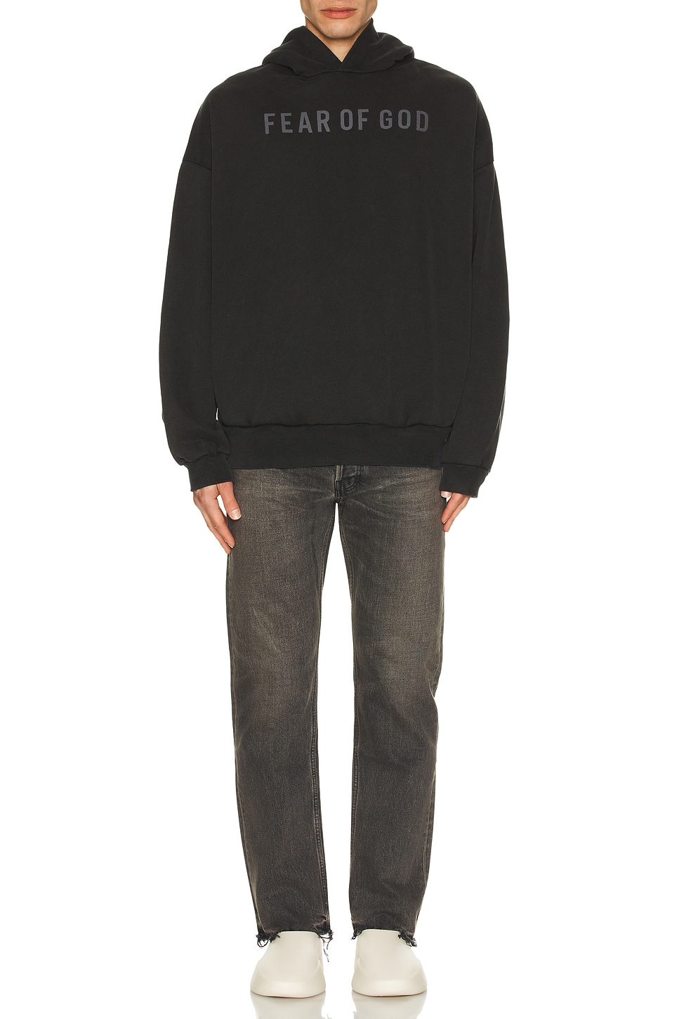 Image 1 of Fear of God French Terry Overlapped Logo Hoodie in Black