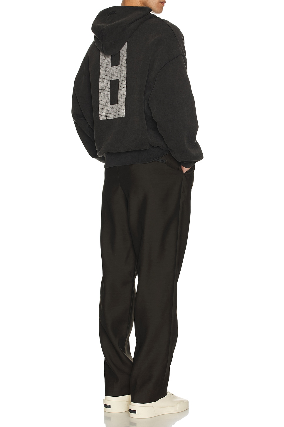 Image 1 of Fear of God Overlapped 8 Grey Print Hoodie in Black