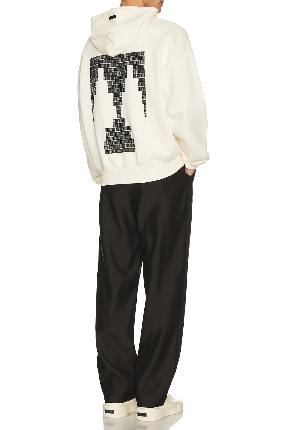 Image 1 of Fear of God Overlapped Thunderbird Black Print Hoodie in Cream