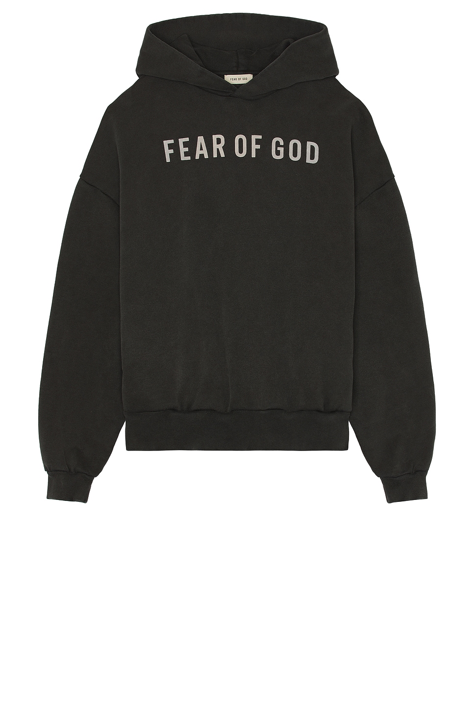 Image 1 of Fear of God French Terry Overlapped Grey Print Logo Hoodie in Black