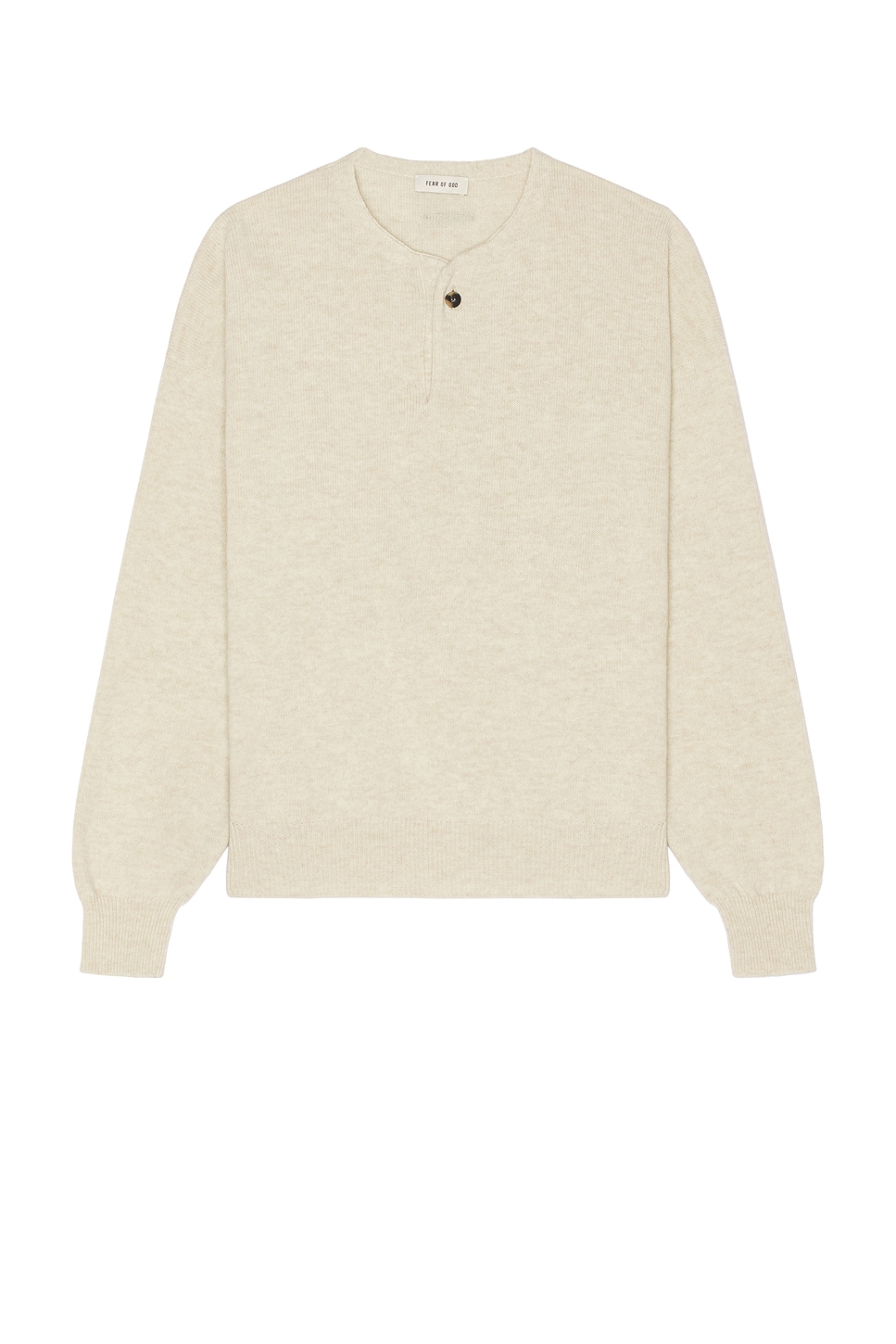 Image 1 of Fear of God Fine Knit Henley in Heather Beige