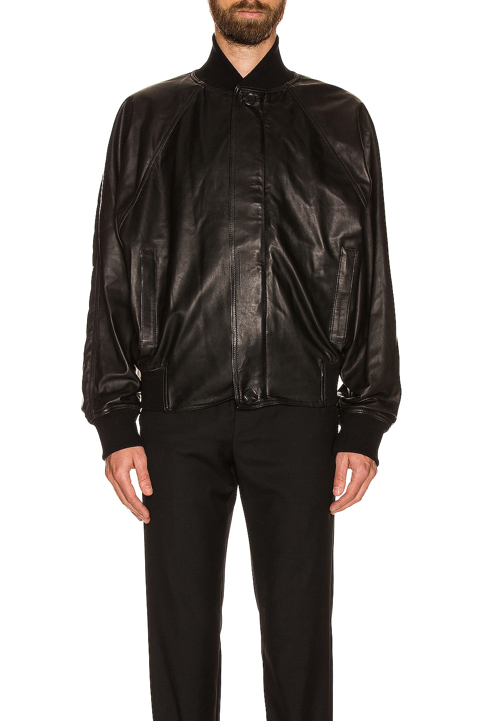 Image 1 of Fear of God Leather Bomber in Black