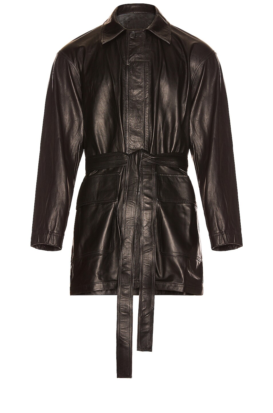 Image 1 of Fear of God Leather Car Coat in Black