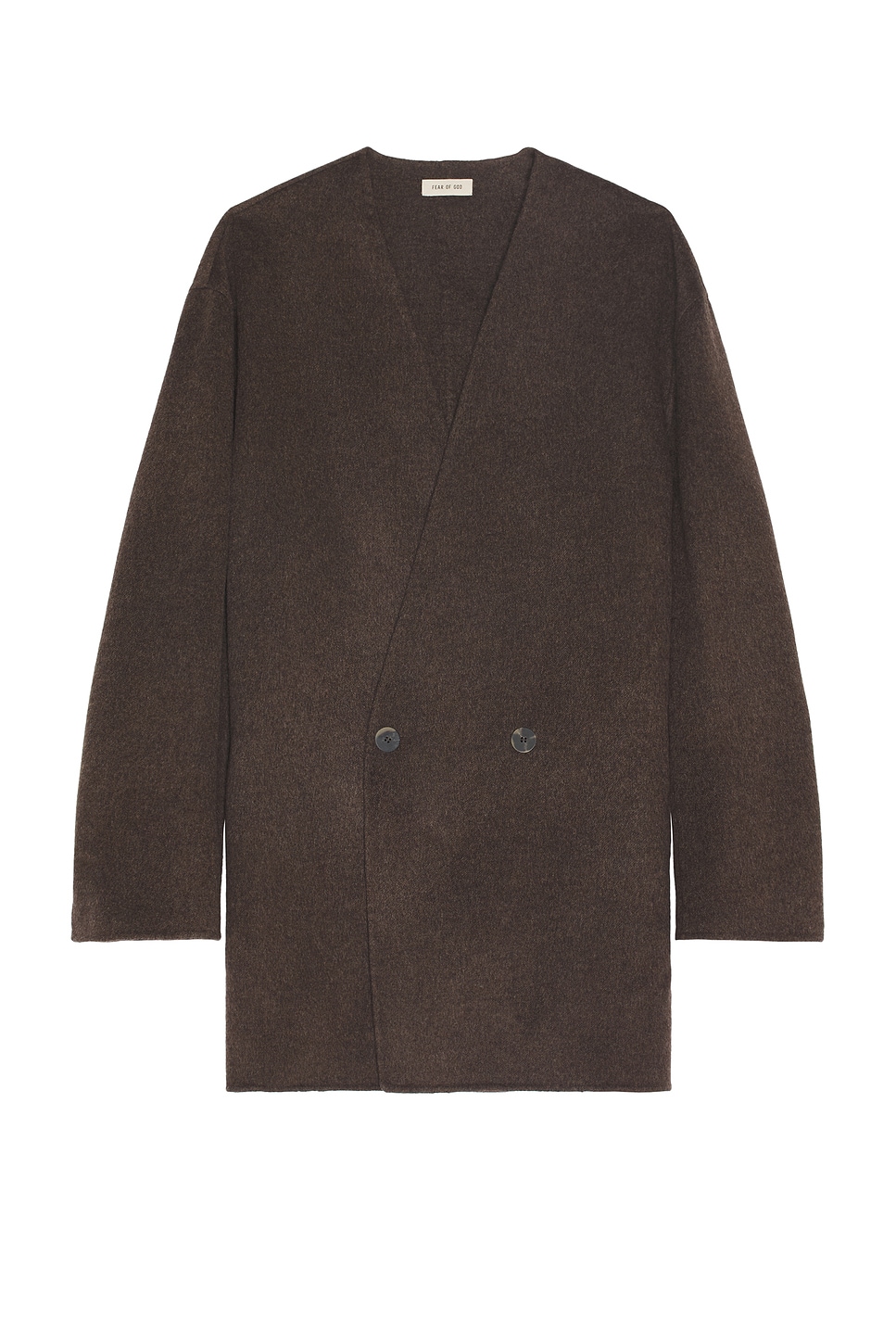 Cashmere Relaxed Lapelless Blazer in Brown