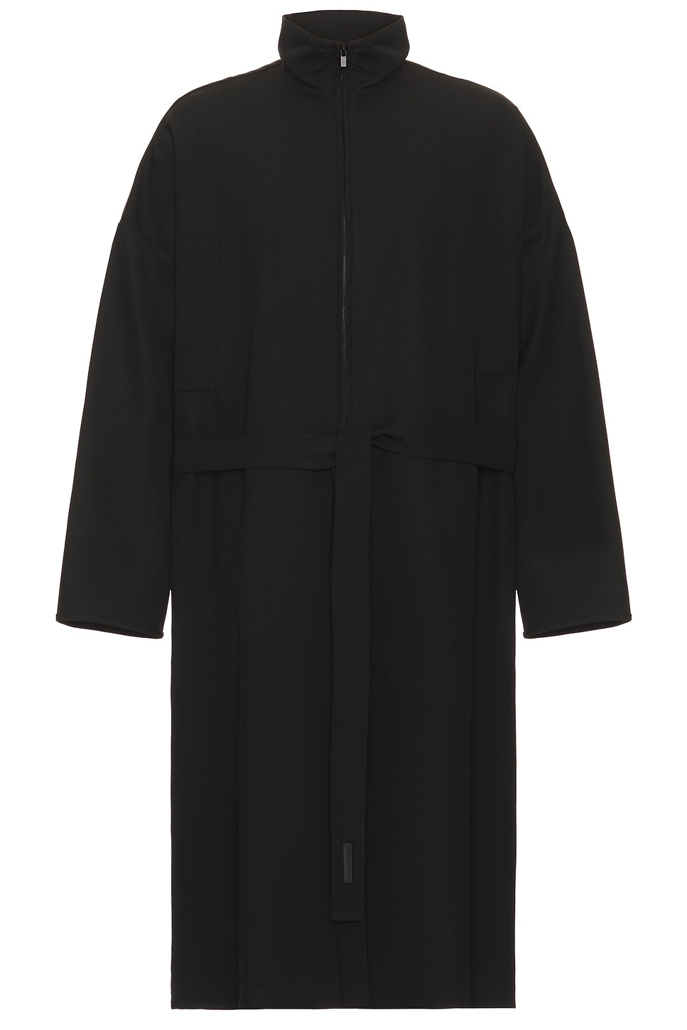 High Twist Wool High Neck Trench in Black