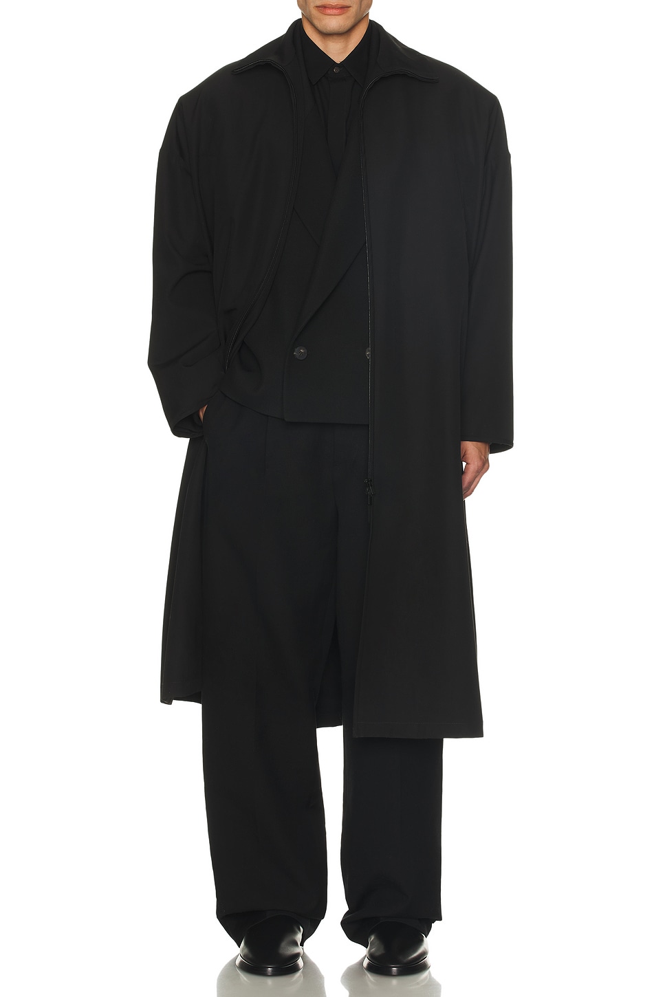 Image 1 of Fear of God High Twist Wool High Neck Trench in Black