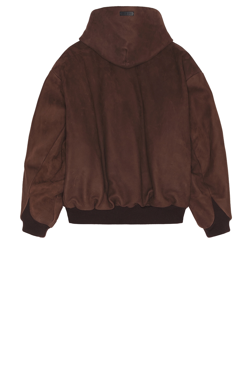 Shop Fear Of God Heavy Suede Leather Hooded Bomber In Mocha